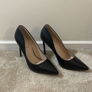Faux Leather Black Pumps